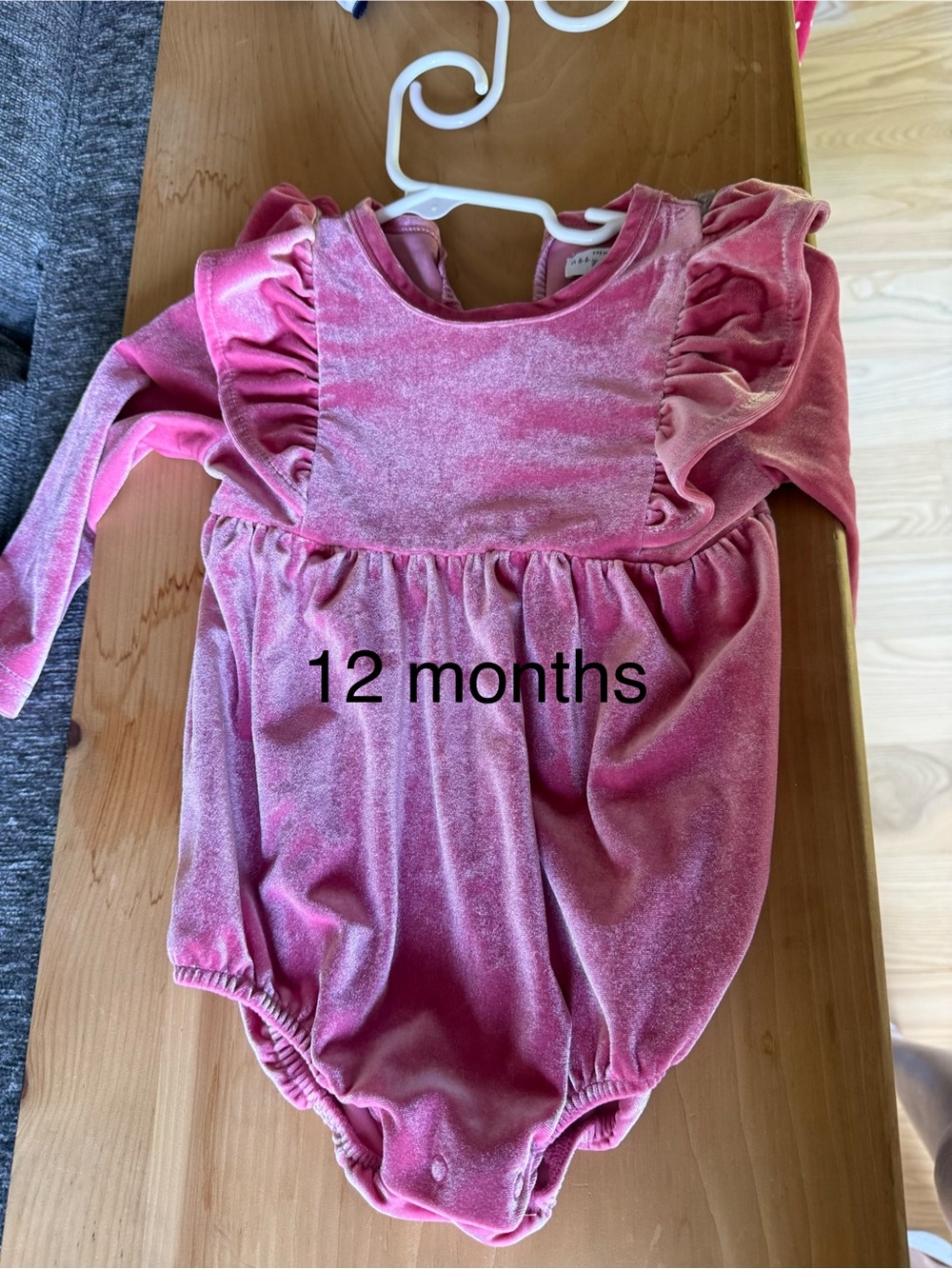 Velvet Pink Ruffle Baby Romper